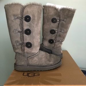 UGG Triple Bailey Button Grey Boots
